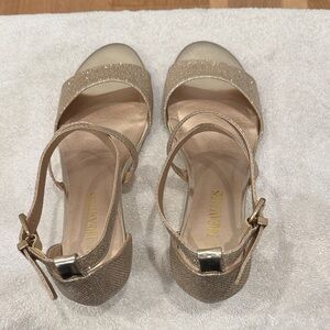 Sparkly Wedge Gold Sandals